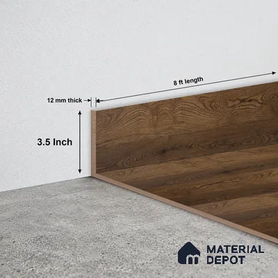 MDF Skirting Aqua Lock PM 00406 F | 8 ft x 3.5 Inch - 12 mm | Compatible for Laminate Wood Floor LF 00289 | Clean Edge Cover for Floor-Wall Gap