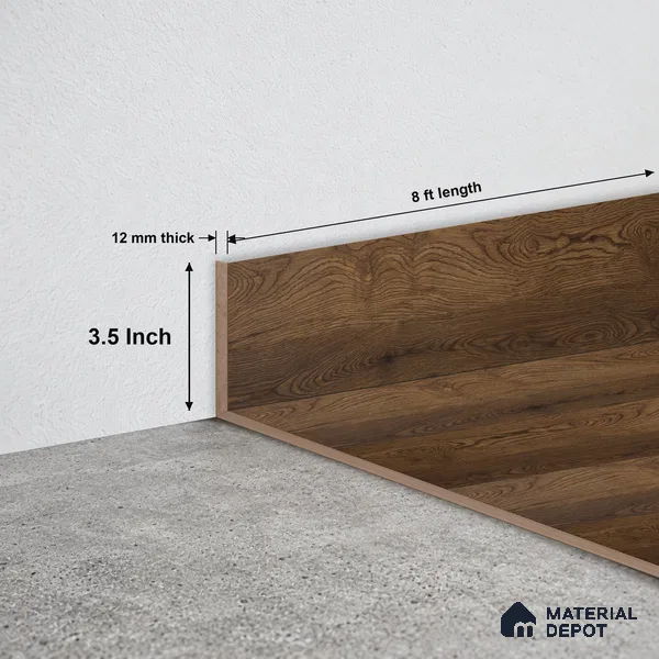 MDF Skirting Aqua Lock PM 00406 F | 8 ft x 3.5 Inch - 12 mm | Compatible for Laminate Wood Floor LF 00289 | Clean Edge Cover for Floor-Wall Gap
