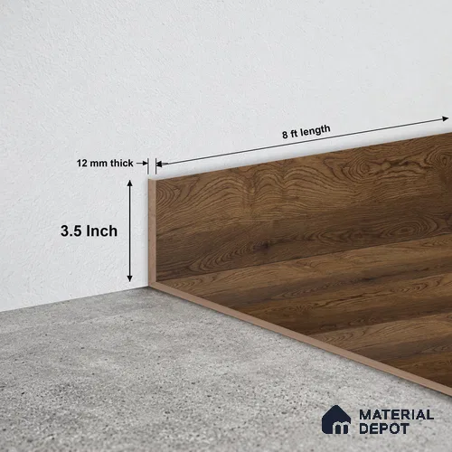 MDF Skirting Aqua Lock PM 00406 F | 8 ft x 3.5 Inch - 12 mm | Compatible for Laminate Wood Floor LF 00289 | Clean Edge Cover for Floor-Wall Gap