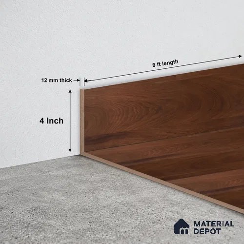 MDF Skirting Aqua Lock PM 00407 G | 8 ft x 4 Inch - 12 mm | Compatible for Laminate Wood Floor LF 00290 | Clean Edge Cover for Floor-Wall Gap