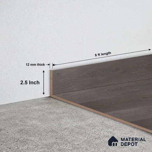 MDF Skirting Aqua Lock PM 00408 D | 8 ft x 2.5 Inch - 12 mm | Compatible for Laminate Wood Floor LF 00291 | Clean Edge Cover for Floor-Wall Gap
