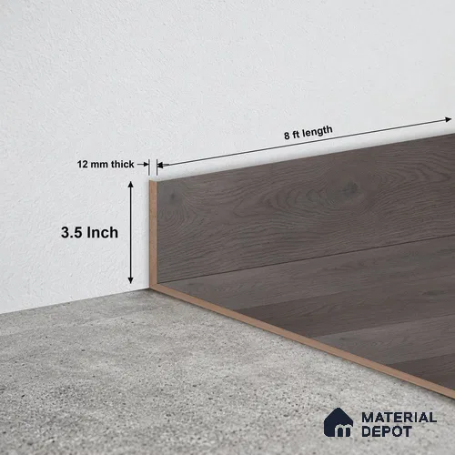 MDF Skirting Aqua Lock PM 00408 F | 8 ft x 3.5 Inch - 12 mm | Compatible for Laminate Wood Floor LF 00291 | Clean Edge Cover for Floor-Wall Gap