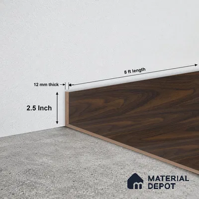MDF Skirting Herringbone PM 00388 D | 8 ft x 2.5 Inch - 12 mm | Compatible for Laminate Wood Floor LF 00293 | Clean Edge Cover for Floor-Wall Gap