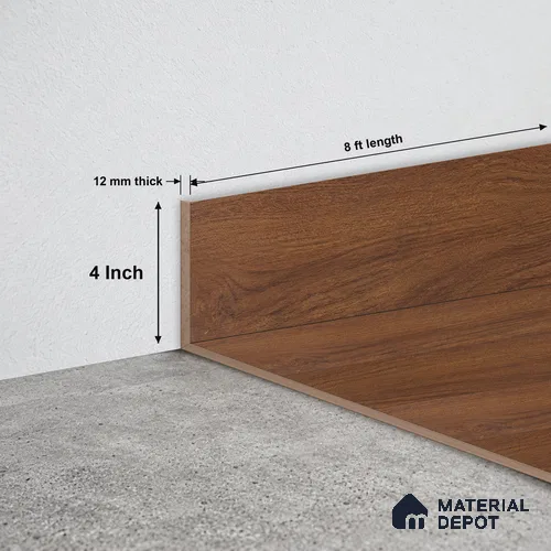 MDF Skirting Herringbone PM 00392 G | 8 ft x 4 Inch - 12 mm | Compatible for Laminate Wood Floor LF 00295 | Clean Edge Cover for Floor-Wall Gap