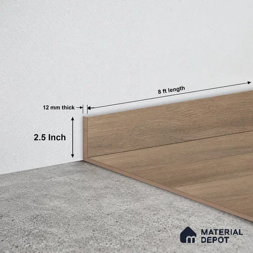 MDF Skirting Herringbone PM 00394 D | 8 ft x 2.5 Inch - 12 mm | Compatible for Laminate Wood Floor LF 00296 | Clean Edge Cover for Floor-Wall Gap
