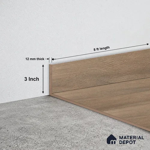 MDF Skirting Herringbone PM 00394 E | 8 ft x 3 Inch - 12 mm | Compatible for Laminate Wood Floor LF 00296 | Clean Edge Cover for Floor-Wall Gap