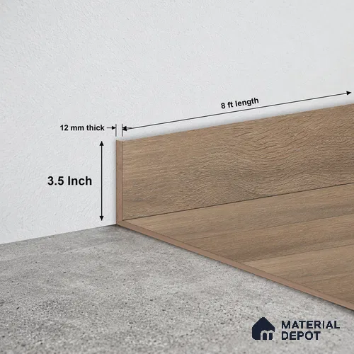 MDF Skirting Herringbone PM 00394 F | 8 ft x 3.5 Inch - 12 mm | Compatible for Laminate Wood Floor LF 00296 | Clean Edge Cover for Floor-Wall Gap