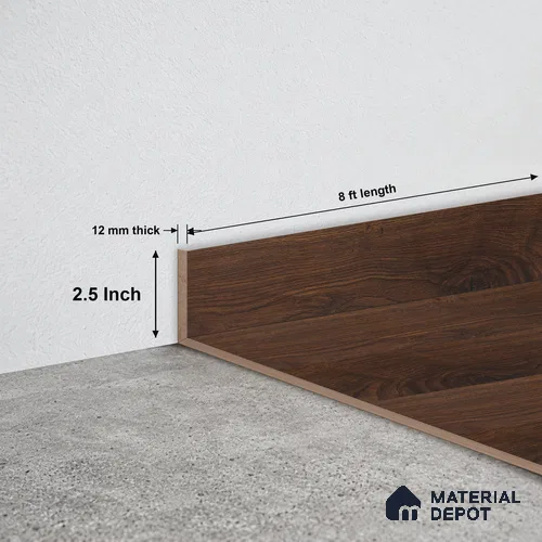 MDF Skirting Herringbone PM 00396 D | 8 ft x 2.5 Inch - 12 mm | Compatible for Laminate Wood Floor LF 00297 | Clean Edge Cover for Floor-Wall Gap