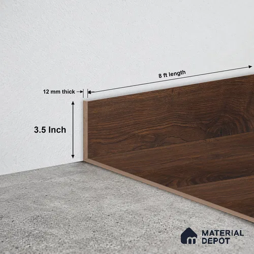 MDF Skirting Herringbone PM 00396 F | 8 ft x 3.5 Inch - 12 mm | Compatible for Laminate Wood Floor LF 00297 | Clean Edge Cover for Floor-Wall Gap