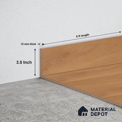 MDF Skirting Herringbone PM 00398 F | 8 ft x 3.5 Inch - 12 mm | Compatible for Laminate Wood Floor LF 00298 | Clean Edge Cover for Floor-Wall Gap