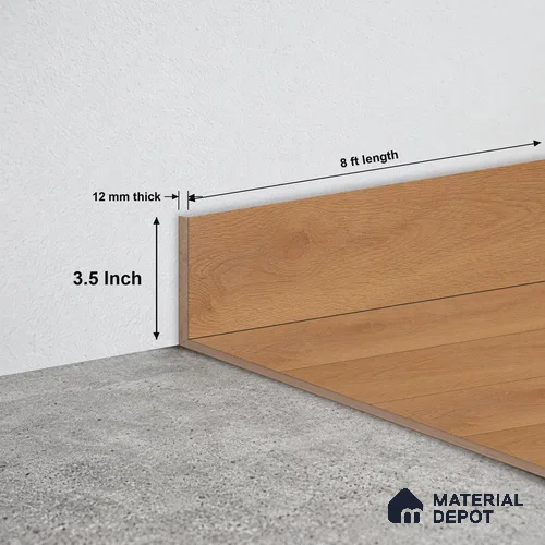 MDF Skirting Herringbone PM 00398 F | 8 ft x 3.5 Inch - 12 mm | Compatible for Laminate Wood Floor LF 00298 | Clean Edge Cover for Floor-Wall Gap
