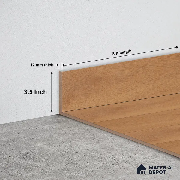 MDF Skirting Herringbone PM 00398 F | 8 ft x 3.5 Inch - 12 mm | Compatible for Laminate Wood Floor LF 00298 | Clean Edge Cover for Floor-Wall Gap