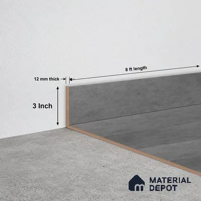 SPC Skirting  TF 00676 I |  8 ft x 3 inch  - 12 mm | Compatible for SPC Floor SP 00087