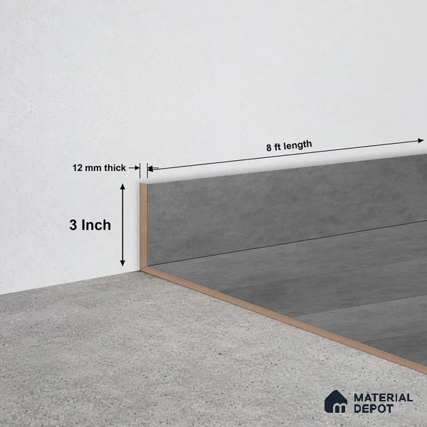SPC Skirting TF 00676 I | 8 ft x 3 inch - 12 mm | Compatible for SPC Floor SP 00087