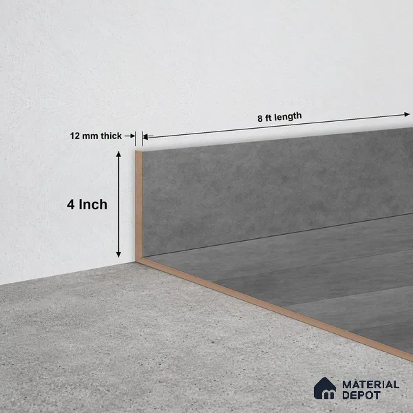 SPC Skirting  TF 00676 K |  8 ft x 4 inch  - 12 mm | Compatible for SPC Floor SP 00087