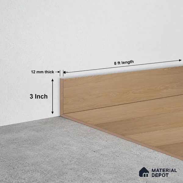 WPC Skirting Stone Core TF 00001 F | 8 ft x 3 Inch x 12 mm | Compatible for SPC Floor SP 00064