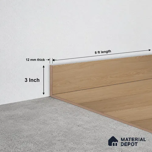 WPC Skirting Stone Core TF 00001 F | 8 ft x 3 Inch x 12 mm | Compatible for SPC Floor SP 00064