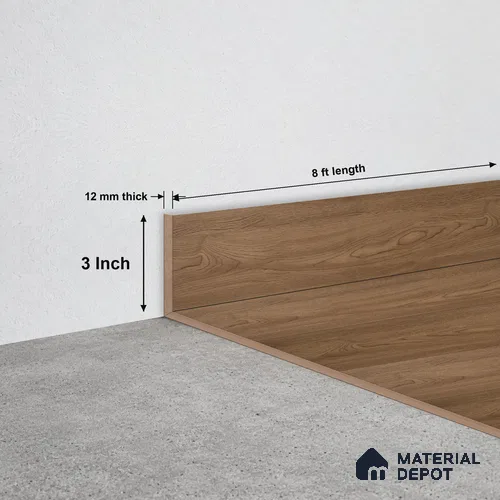 WPC Skirting Stone Core TF 00002 F | 8 ft x 3 Inch x 12 mm | Compatible for SPC Floor SP 00065