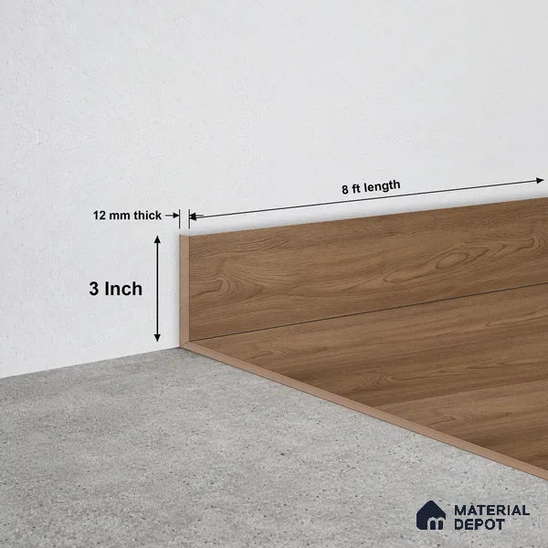 WPC Skirting Stone Core TF 00002 F | 8 ft x 3 Inch x 12 mm | Compatible for SPC Floor SP 00065