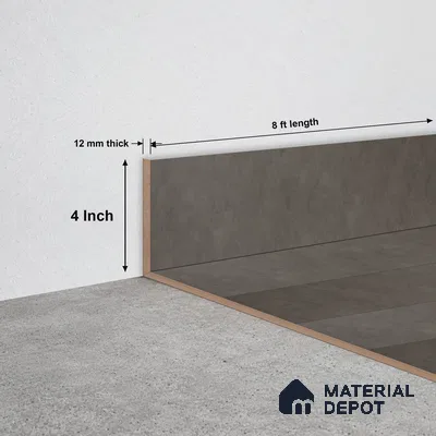 WPC Skirting Stone Core TF 00004 H | 8 ft x 4 Inch x 12 mm | Compatible for SPC Floor SP 00067