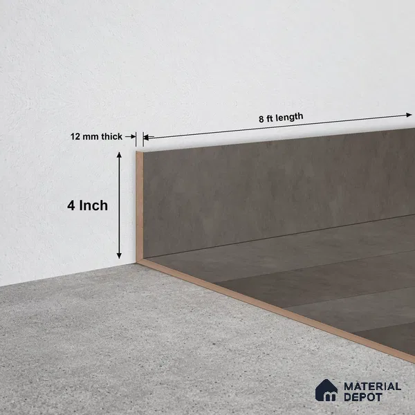 WPC Skirting Stone Core TF 00004 H | 8 ft x 4 Inch x 12 mm | Compatible for SPC Floor SP 00067