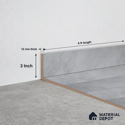 WPC Skirting Stone Core TF 00011 F | 8 ft x 3 Inch x 12 mm | Compatible for SPC Floor SP 00074