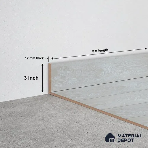 WPC Skirting Hybrid Vinyl Planks TF 00722 B | 8 ft x 3 Inch - 12 mm | Compatible For Vinyl Floor VF 00143