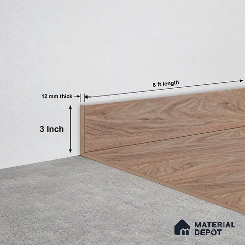 WPC Skirting Hybrid Vinyl Planks TF 00720 B | 8 ft x 3 Inch - 12 mm | Compatible For Vinyl Floor VF 00150