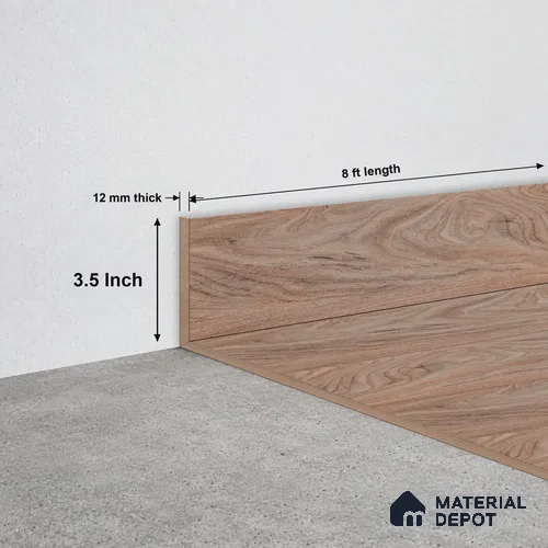 WPC Skirting Hybrid Vinyl Planks TF 00720 C | 8 ft x 3.5 Inch - 12 mm | Compatible For Vinyl Floor VF 00150