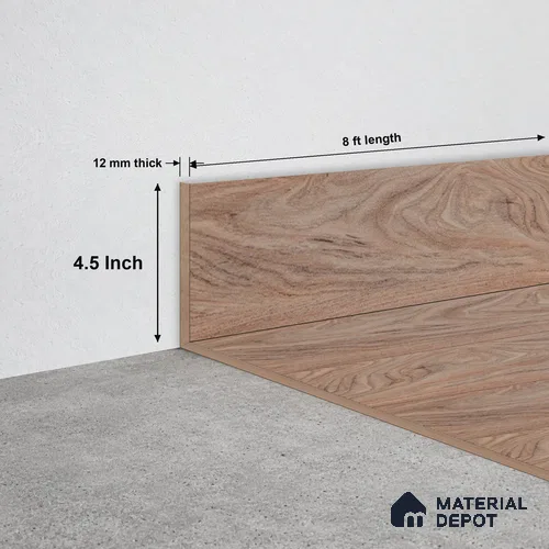 WPC Skirting Hybrid Vinyl Planks TF 00720 E | 8 ft x 4.5 Inch - 12 mm | Compatible For Vinyl Floor VF 00150