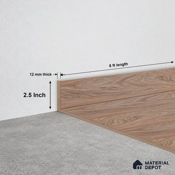 WPC Skirting Hybrid Vinyl Planks TF 00720 | 8 ft x 2.5 Inch - 12 mm | Compatible For Vinyl Floor VF 00150