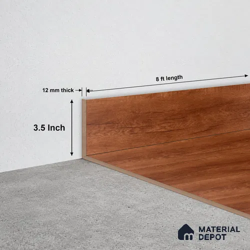 WPC Skirting Hybrid Vinyl Planks TF 00708 C | 8 ft x 3.5 Inch - 12 mm | Compatible For Vinyl Floor VF 00164 H