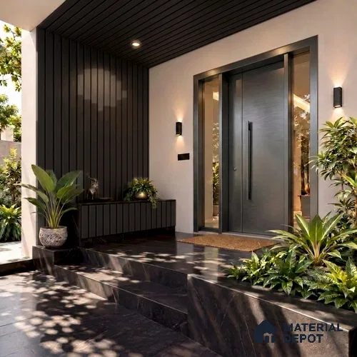 Black Wooden Exterior Wall Panel PN 06471 B Elite Clad 4 Flute Design 9.51 ft x 8.81 inch WPC Panel - 26 mm | Suitable for Balcony, Facade & Open Area | 10-Year Warranty | Width is Subjected to 5% Variation