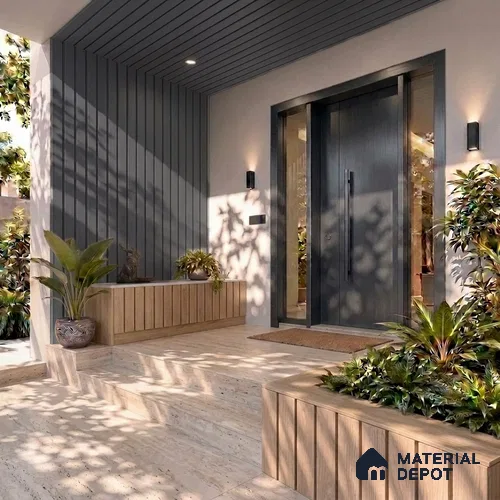 Grey Wooden Exterior Wall Panel PN 06471 C Elite Clad 4 Flute Design 9.51 ft x 8.81 inch WPC Panel - 26 mm | Suitable for Balcony, Facade & Open Area | 10-Year Warranty | Width is Subjected to 5% Variation