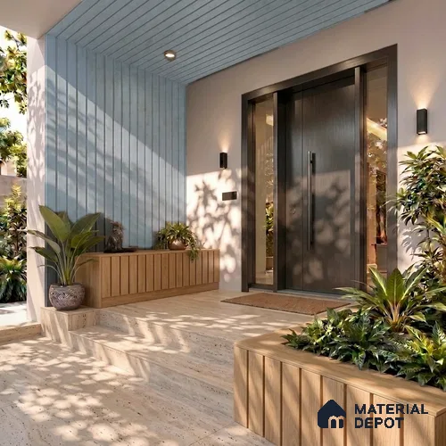 Silver Wooden Exterior Wall Panel PN 06471 D Elite Clad 4 Flute Design 9.51 ft x 8.81 inch WPC Panel - 26 mm | Suitable for Balcony, Facade & Open Area | 10-Year Warranty | Width is Subjected to 5% Variation