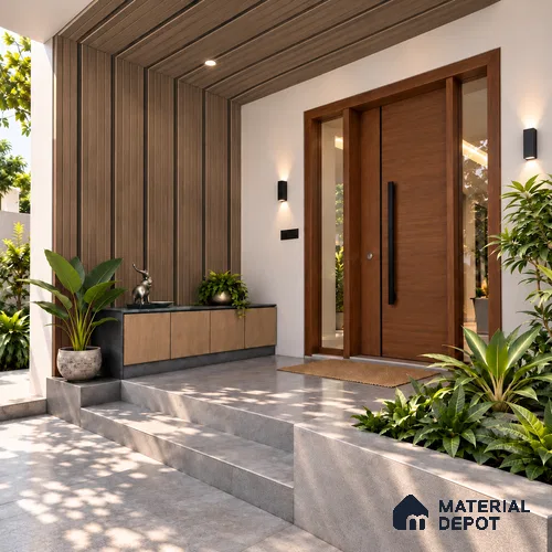 Red Wooden Exterior Wall Panel PN 06471 G Elite Clad 5 Flute Design 9.51 ft x 9.21 inch WPC Panel - 26 mm | Suitable for Balcony, Facade & Open Area | 10-Year Warranty | Width is Subjected to 5% Variation