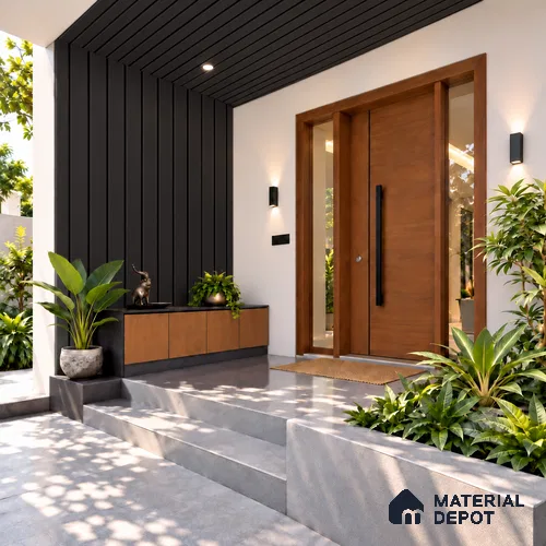 Black Wooden Exterior Wall Panel PN 06471 H Elite Clad 5 Flute Design 9.51 ft x 9.21 inch WPC Panel - 26 mm | Suitable for Balcony, Facade & Open Area | 10-Year Warranty | Width is Subjected to 5% Variation