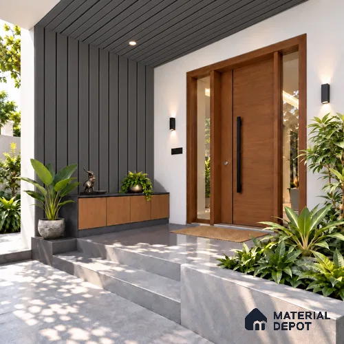 Grey Wooden Exterior Wall Panel PN 06471 I Elite Clad 5 Flute Design 9.51 ft x 9.21 inch WPC Panel - 26 mm | Suitable for Balcony, Facade & Open Area | 10-Year Warranty | Width is Subjected to 5% Variation