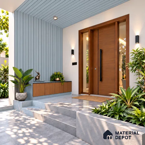 Silver Wooden Exterior Wall Panel PN 06471 J Elite Clad 5 Flute Design 9.51 ft x 9.21 inch WPC Panel - 26 mm | Suitable for Balcony, Facade & Open Area | 10-Year Warranty | Width is Subjected to 5% Variation