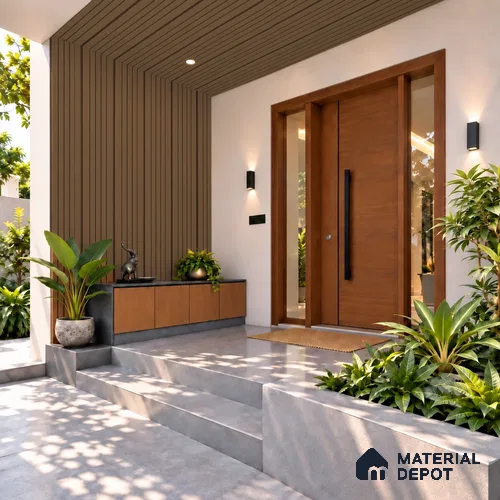 Brown Wooden Exterior Wall Panel PN 06471 K Elite Clad 5 Flute Design 9.5 ft x 9.21 inch WPC Panel - 26 mm | Suitable for Balcony, Facade & Open Area | 10-Year Warranty | Width is Subjected to 5% Variation