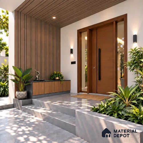 Red Wooden Exterior Wall Panel PN 06471 M Elite Clad 6 Flute Design 9.51 ft x 8.81 inch WPC Panel - 26 mm | Suitable for Balcony, Facade & Open Area | 10-Year Warranty | Width is Subjected to 5% Variation