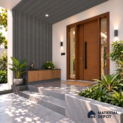 Grey Wooden Exterior Wall Panel PN 06471 O Elite Clad 6 Flute Design 9.51 ft x 8.81 inch WPC Panel - 26 mm | Suitable for Balcony, Facade & Open Area | 10-Year Warranty | Width is Subjected to 5% Variation