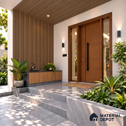 Brown Wooden Exterior Wall Panel PN 06471 Q Elite Clad 6 Flute Design 9.51 ft x 8.81 inch WPC Panel - 26 mm | Suitable for Balcony, Facade & Open Area | 10-Year Warranty | Width is Subjected to 5% Variation