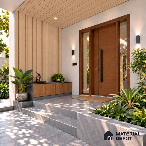 Beige Wooden Exterior Wall Panel PN 06471 R Elite Clad 6 Flute Design 9.51 ft x 8.81 inch WPC Panel - 26 mm | Suitable for Balcony, Facade & Open Area | 10-Year Warranty | Width is Subjected to 5% Variation