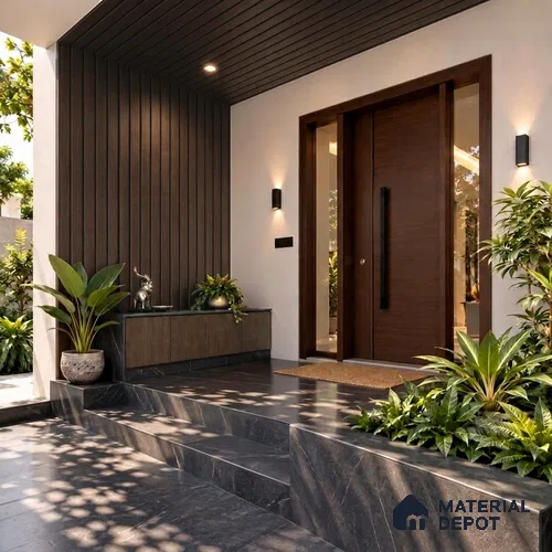 Red Wooden Exterior Wall Panel PN 06471 Elite Clad 4 Flute Design 9.51 ft x 8.81 inch WPC Panel - 26 mm | Suitable for Balcony, Facade & Open Area | 10-Year Warranty | Width is Subjected to 5% Variation