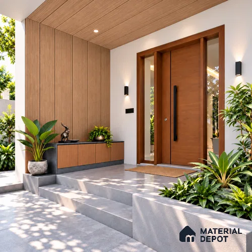 Beige Wooden Exterior Wall Panel PN 06471 X Elite Clad Flat Design 9.51 ft x 6.72 inch WPC Panel - 21 mm | Suitable for Balcony, Facade & Open Area | 10-Year Warranty | Width is Subjected to 5% Variation