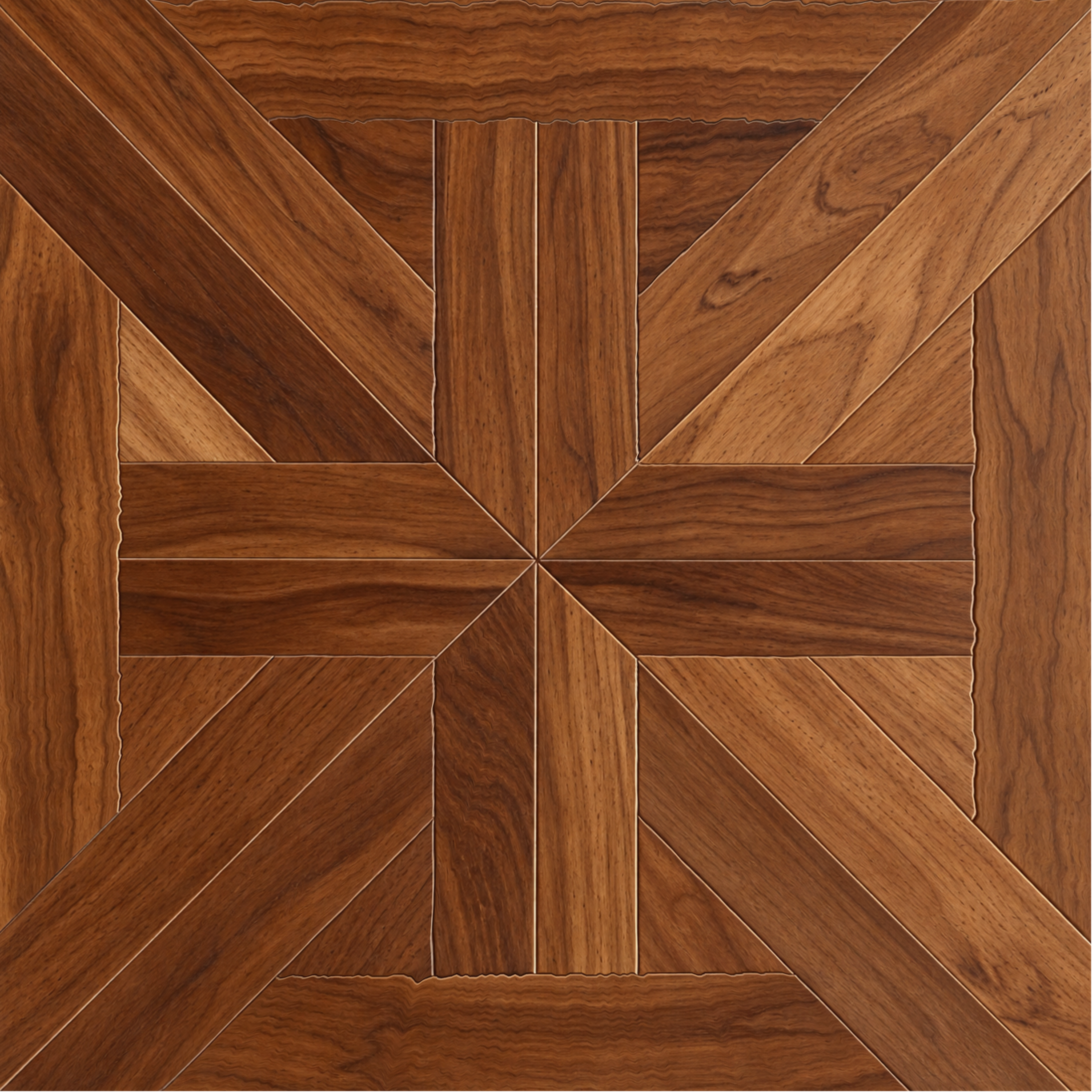 Modular Patterned Quadrotte Parquet Walnut Engineered Wood Floor | EF 00081 B | 24 x 24 inch (600x600 mm) - 14 mm | 2 mm Walnut Top Wear Layer | Suitable For Living Room, Bedroom | Silanblok SM Adhesive Glue Down Installation