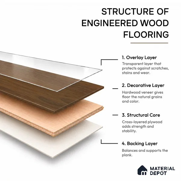 Engineered Wood Floor EF 00068 I Vestige Roasted Nutmeg 75 x 8 inch (1900x194 mm) - 14 mm | 3 Layer Flooring | 3 mm Top Layer | 25 Year Warranty | Eco Friendly | Moisture Resistant | Click Lock Technology