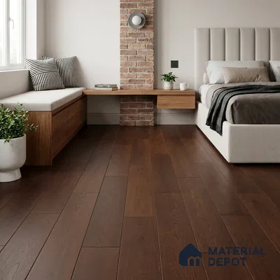 Hardwood Engineered Floor EF 00065 C Slimy Prime Mahogany Walnut (24-75 inch) x 5 inch (600-1900 mm)x125 mm - 14 mm | Multilayer Flooring | 3 mm Top Layer | Random Sizes