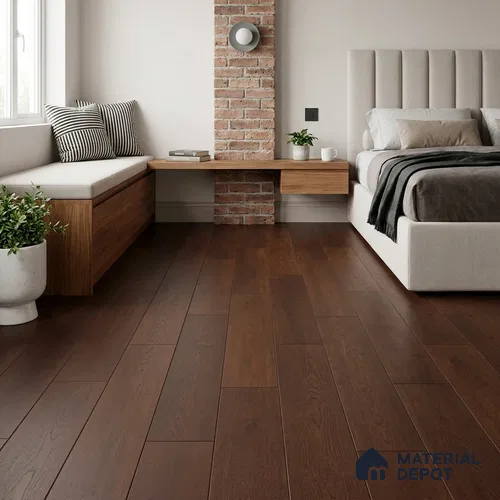 Hardwood Engineered Floor EF 00065 C Slimy Prime Mahogany Walnut (24-75 inch) x 5 inch (600-1900 mm)x125 mm - 14 mm | Multilayer Flooring | 3 mm Top Layer | Random Sizes